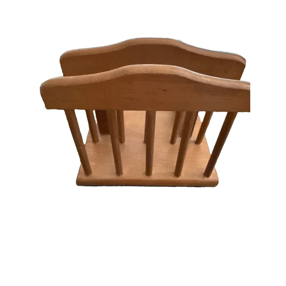 Vintage 1980's Solid Wood Napkin Holder